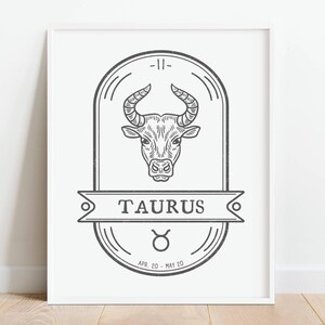 Taurus Zodiac Poster, Astrology Print, Horoscope Gift, Gift for Taurus, Taurus Zodiac Sign Decor, Printable Wall Art, DIGITAL DOWNLOAD