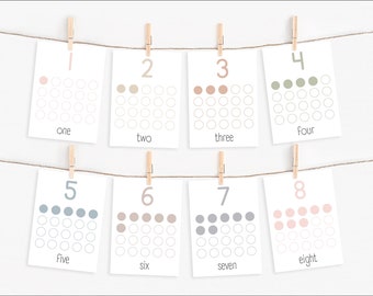 Printable Numbers 1-20 Flashcards, Kids Counting Practice Cards, Pastel Toddler Flashcards, Preschool Learning to Count, DIGITAL DOWNLOAD