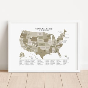 Mapa de Parques Nacionales de Estados Unidos, Póster de Naturaleza en EE. UU., Póster de Aventuras de Senderismo, Decoración de Pared Natural para Guardería, DESCARGA DIGITAL