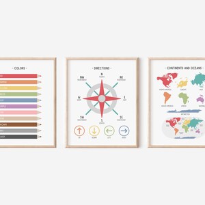Set of 15 Rainbow Educational Poster Bundle, Toddler Preschool ...