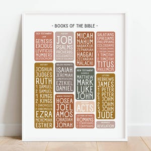 Books of the Bible Poster, Neutral Christian Poster for Kids, Bible Verse Homeschool Printable, Sunday School Decor, DIGITAL DOWNLOAD