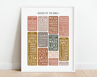 Books of the Bible Poster, Neutral Christian Poster for Kids, Bible Verse Homeschool Printable, Sunday School Decor, DIGITAL DOWNLOAD
