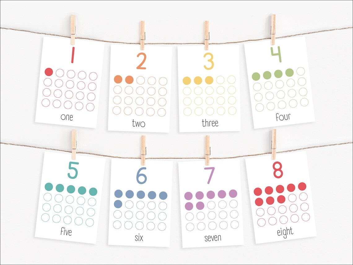 Printable Numbers 1-20 Flashcards, Kids Counting Practice Cards