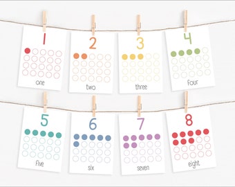 Números imprimibles 1-20 Tarjetas didácticas, Tarjetas de práctica de conteo para niños, Tarjetas didácticas para niños pequeños arcoíris, Aprendizaje preescolar a contar, DESCARGA DIGITAL