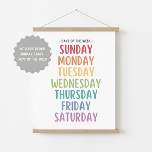 Set of 8 Educational Poster Bundle, Rainbow Preschool Classroom Prints ...