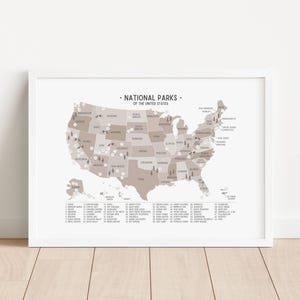 Mapa de Parques Nacionales de Estados Unidos, Póster de Naturaleza en EE. UU., Póster de Aventuras de Senderismo, Decoración de Pared Natural para Guardería, DESCARGA DIGITAL