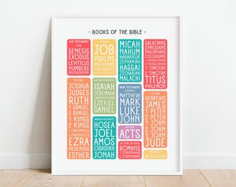 Books of the Bible Poster, Rainbow Christian Poster for Kids, Bible Verse Homeschool Printable, Sunday School Decor, DIGITAL DOWNLOAD