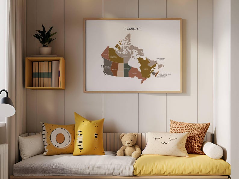 Geographically Neutral Map of Canada Geography Neutral Poster, Educational Wall Art ...