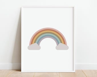 Rainbow Wall Art, Nursery Muted Rainbow Print, Colorful Playroom Decor, Kids Room Poster, Printable Wall Art, DIGITAL DOWNLOAD
