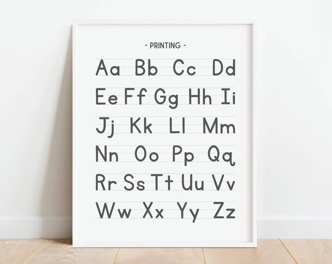 Manuscript Print Handwriting Chart | Horizontal Printable Alphabet ABC ...