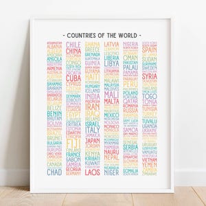 Länder der Welt Reiseposter, Regenbogen Geographie Lernposter, Travel Bucket List, Homeschool Printable, DIGITAL DOWNLOAD