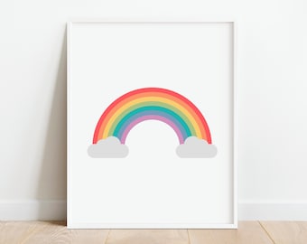 Rainbow Wall Art, Nursery Rainbow Print, Colorful Playroom Decor, Kids Room Poster, Printable Wall Art,  DIGITAL DOWNLOAD