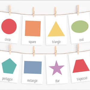 16 cartes mémoire de formes imprimables, cartes de formes géométriques arc-en-ciel d'âge préscolaire pour enfants, cartes de liaison Montessori pour tout-petits, téléchargement numérique