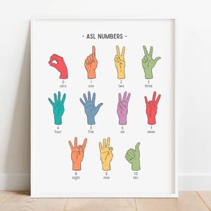 Sign Language Numbers Rainbow Print, Learn to Sign ASL Counting Educational Poster, Homeschool Printable, Classroom Decor, DIGITAL DOWNLOAD