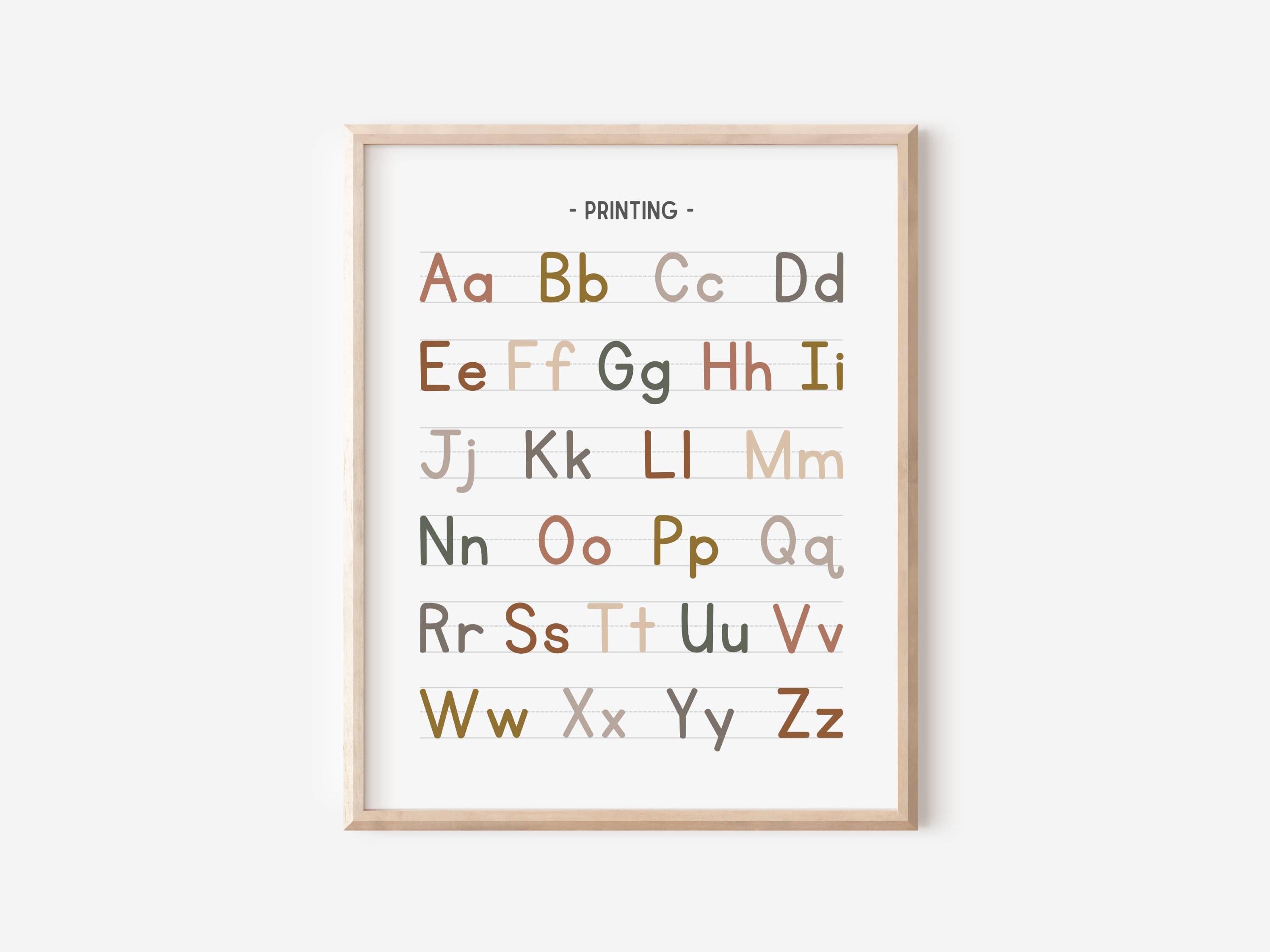 Printing Alphabet Neutral Poster, Handwriting Letters Print ...