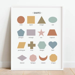 Geometric Shapes Muted Rainbow Print, Educational Poster for Kids, Printable Homeschool Poster, Boho Nursery Prints, DIGITAL DOWNLOAD