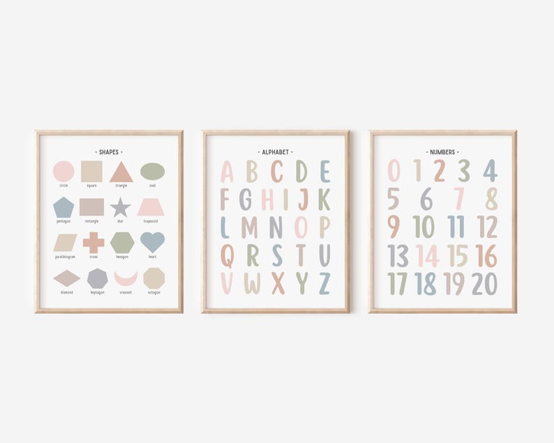 Set of 15 Pastel Educational Poster Bundle, Toddler Preschool Classroom ...
