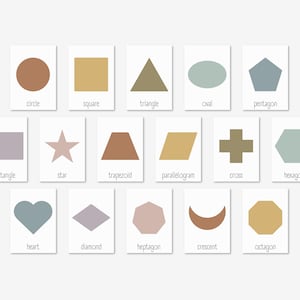 16 cartes mémoire de formes imprimables, cartes de formes géométriques arc-en-ciel d'âge préscolaire pour enfants, cartes de liaison Montessori pour tout-petits, téléchargement numérique