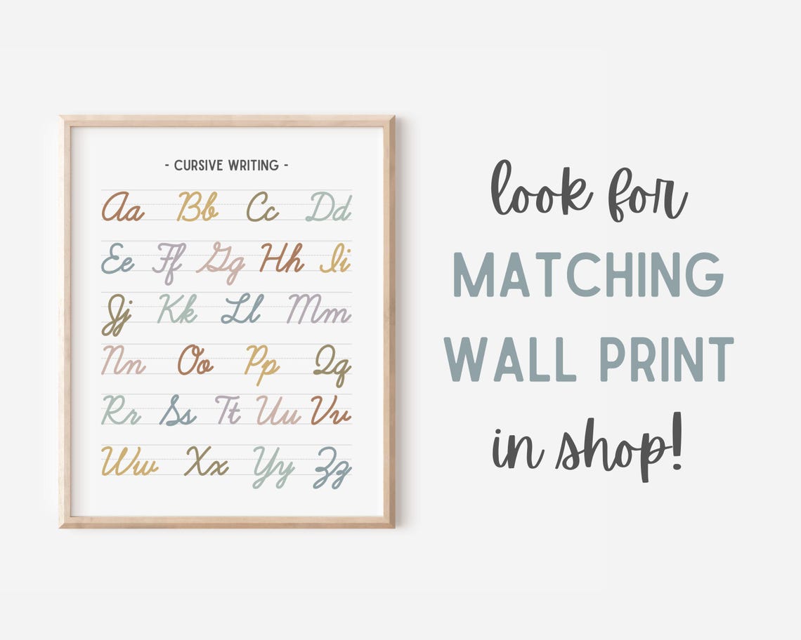 Cursive Writing Flashcards, Printable Alphabet Cards for Kids ...