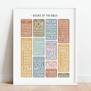 Books of the Bible Poster, Muted Rainbow Christian Poster for Kids, Bible Verse Homeschool Printable, Sunday School Decor, DIGITAL DOWNLOAD