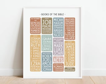 Books of the Bible Poster, Muted Rainbow Christian Poster for Kids, Bible Verse Homeschool Printable, Sunday School Decor, DIGITAL DOWNLOAD