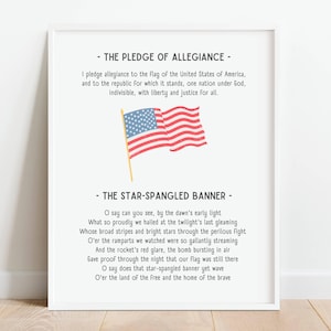 Amerikanisches Bündchen der Allegiance & Hymne Poster, USA Flagge Poster, Amerikanische Geschichte Lernposter, Homeschool druckbar, DIGITALER DOWNLOAD