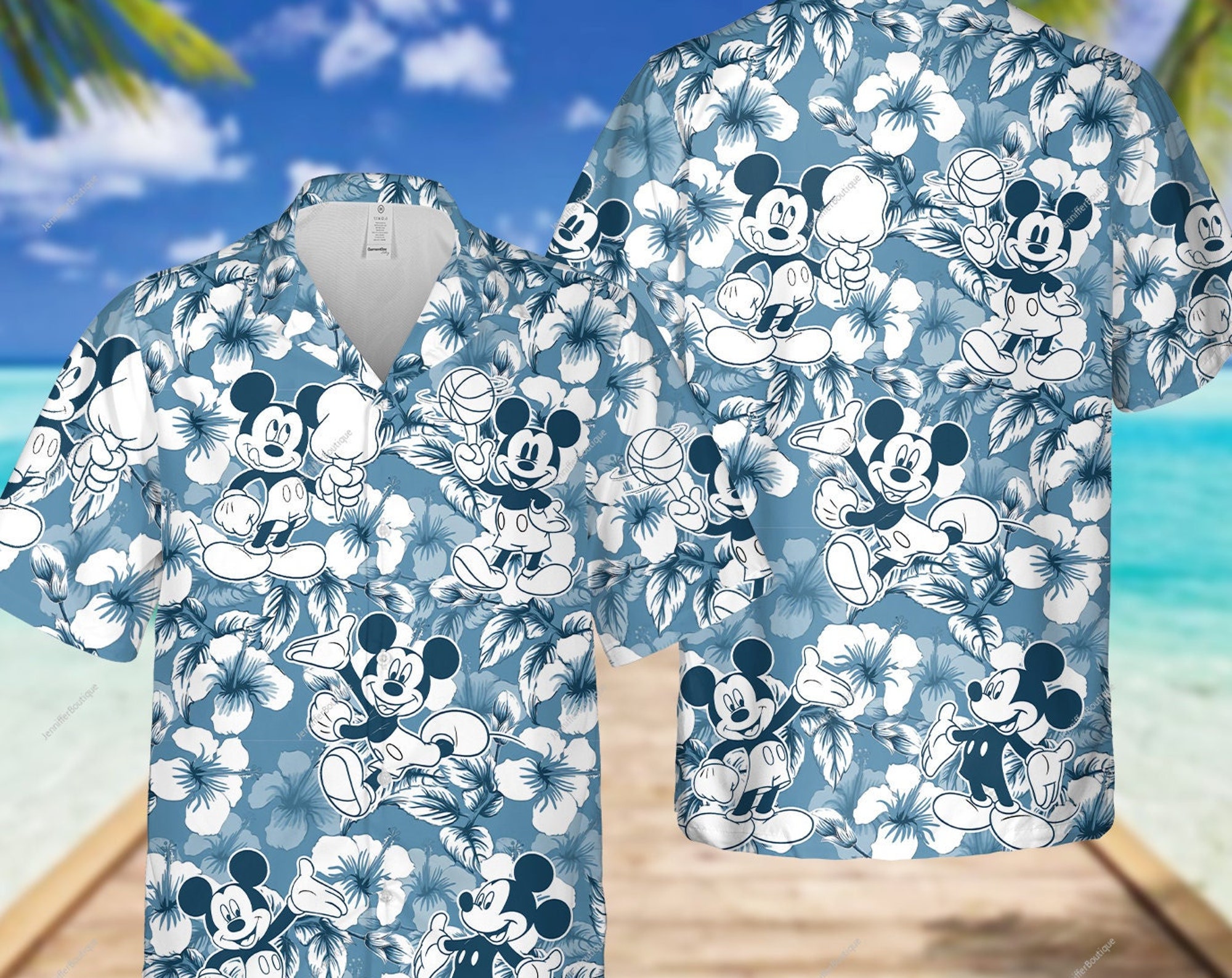 Mickey Mouse Tropical Hawaiian Shirt, Mickey Mouse Hawaiian Shirt, Mickey Summer Button Up Shirt