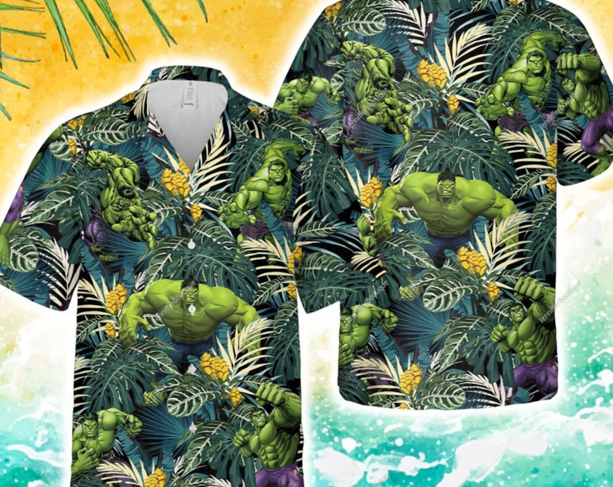 Hulk Hawaiian Shirt, The Incredible Hulk Summer Button Up, Marvel Avengers Summer Trip Family Hawaiian Shirt,