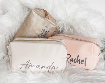 Bridesmaid Flower girl custom name makeup pouch