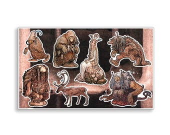 Whimsical Mythical Creatures Folklore Fairy Tale Troll Journal Planner Vinyl Stickers Sheet