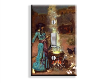 The Magic Circle Protection Witch Cauldron  Light Switch Plate Cover Gothic Decor