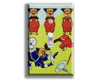 Vintage Wizard of Oz Scarecrow & Hammerheads Art Light Switch Plate Cover Decor