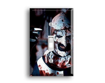 Horror themed Slasher Inspired Psychopath Art the Clown Terrifier Murder Light Switch Cover Plate