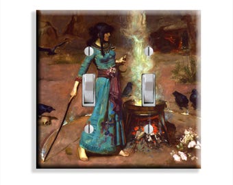 The Magic Circle Protection Witch Cauldron Light Switch Plate Cover Gothic Decor DOUBLE