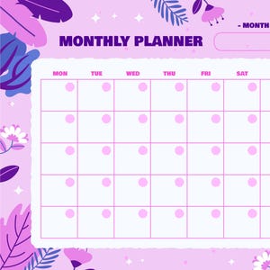 Diario imprimible, lista de tareas mensuales, calendario mensual, descarga instantánea, tamaño A5/A4/Carta/Media Carta, planificador escolar, planificador universitario, color rosa.