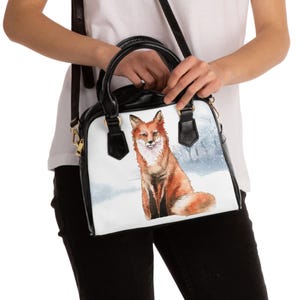 Elegante Fuchs Schulter Handtasche, Winter Accessoire, Stilvolle Tote, Tier Liebhaber Geschenk, Mode Tasche für Alle Anlässe