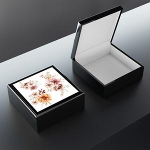Wooden Jewelry Box Ebony Black Box Decor Expensive Gift, Jewelry Storage, Gift for Woman, Ring Earrings Jewelry Organizer Natural Wood