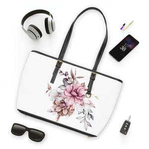 Umhängetasche aus PU-Leder mit Blumenmuster - Stilvolle Tragetasche für jeden Anlass, Geschenk für Sie, Handtasche, Frühlingsmode, elegantes Accessoire