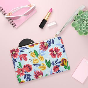 Floral Clutch Cosmetic Bag: Hand Painted Luxury Accessory