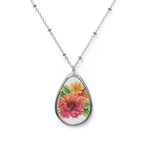 Floral Oval Pendant Necklace: Bohemian Zinc Alloy Jewelry