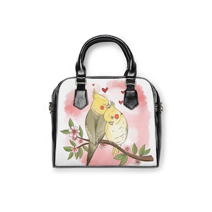 Joli sac à main à bandoulière calopsitte, fourre-tout original oiseau, portefeuille pour téléphone à bandoulière, sac à main floral pour un usage quotidien, sac à main animal mignon
