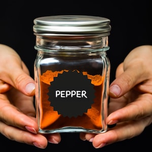 Jar sticker, spice stickers. Set Chalk white marker and 20 pcs of Star black, Material  Vinyl, Labels for organizing spices