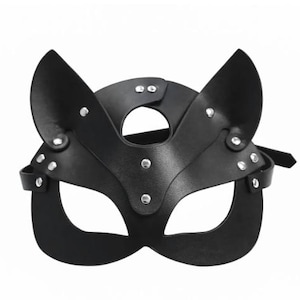 Leather mask &quot;Cat&quot; - temptation in every detail, black mask, leather mask, lether catmask