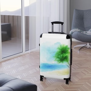 Tropical Beach Suitcase, Luggage, Trolley Bag, Rolling Suitcase, Carry On Suitcase, Spinner Suitcase, Matching Luggage, Traveler Bag