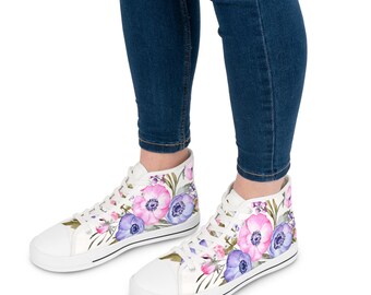 Floral Print High Top Sneakers: Women&#39;s Fashion Canvas Shoes