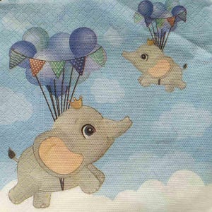 Servilletas de papel con forma de globo de elefante: decoupage infantil, scrapbooking