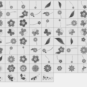 Set of 140 brushes for Photoshop Oriental motifs, Brushes for drawing flowers, floral brushes, Oriental brush set, Photoshop brushes