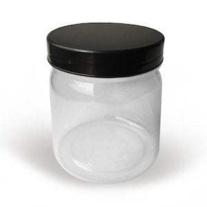 Spice jar with black lid, present for a cook, present for a hostess, plastic spice jars, stylish spice jars, small plastic spice container