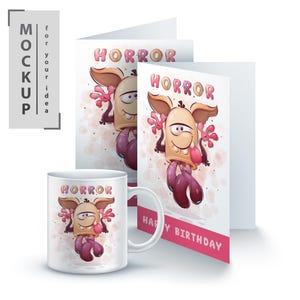 Image d'un monstre, visualisation de la mise en page, clipart pour un t-shirt, impression sur une tasse, clipart PNG, clipart pour enfants, horreur de la mise en page