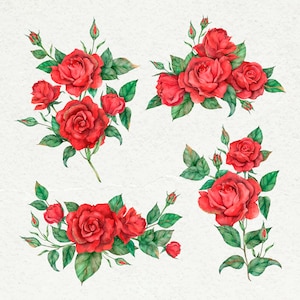 Red Roses Cross Stitch Pattern Set: Floral Embroidery Designs (PDF Pattern